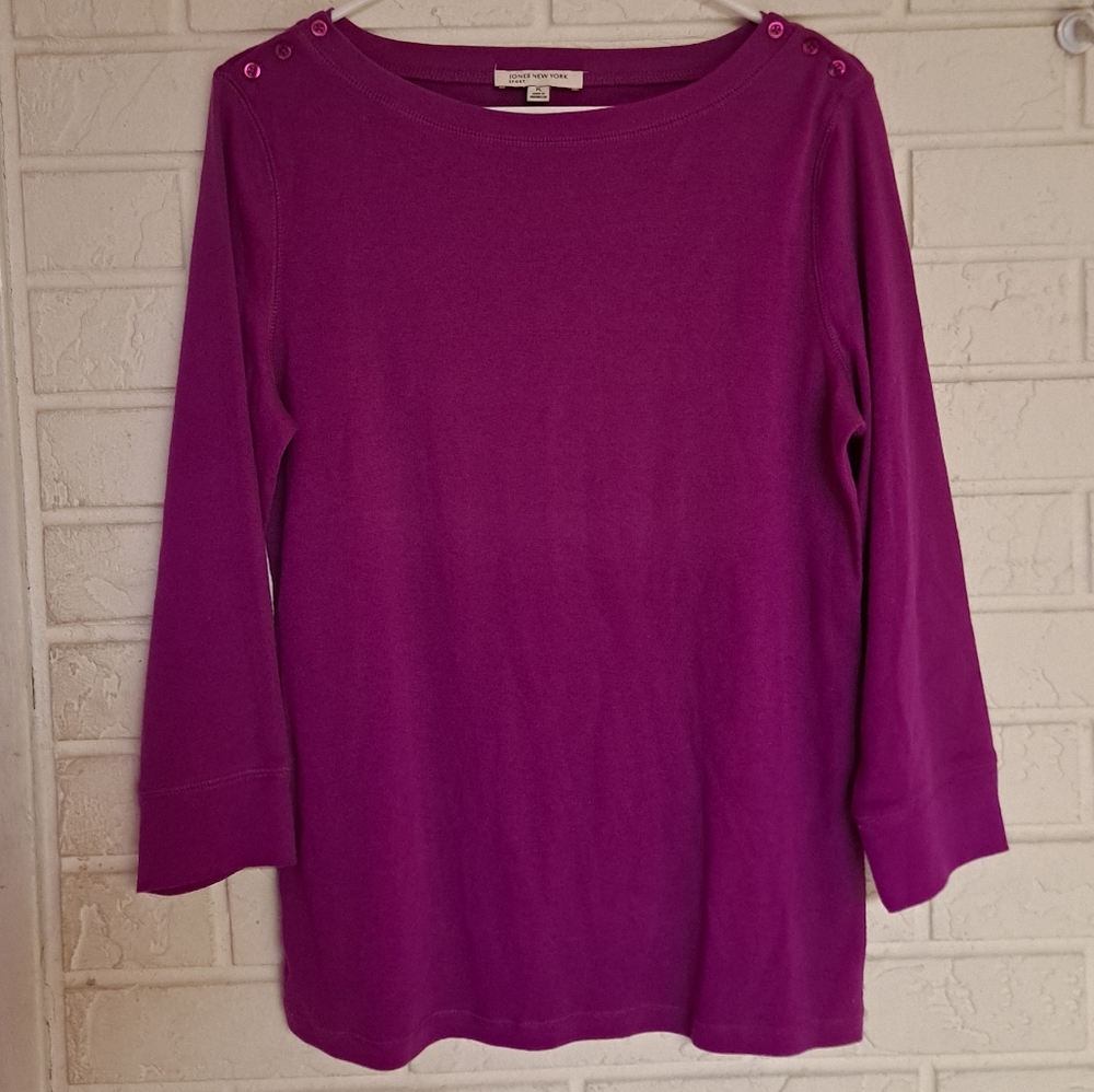 Jones New York sport boat neck fuscia 3/4 sleeve top/blouse